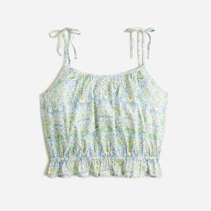 J. Crew Liberty Fabric Organic Cotton Blue Floral Women's Tank Top Size Large